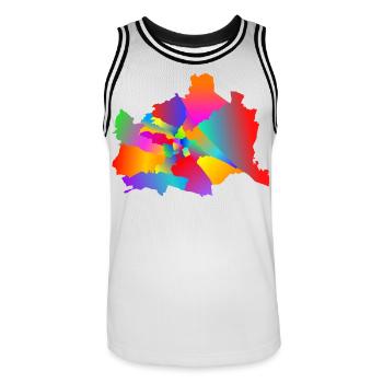 buntes Wien, tolerantes Wien, Wiener Bezirke - Männer Basketball-Trikot - Weiß/Schwarz - Vorne - AI Model Male 185 dark (185cm)