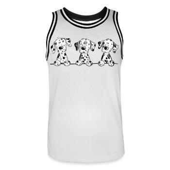 Cadeau de dessin animé drôle de chien chiot dalmatien - Maillot de basket Homme - blanc/noir - Devant - AI Model Male 185 dark (185cm)