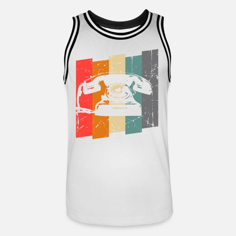 Telefon - Koszulka koszykarska męska - biały/czarny