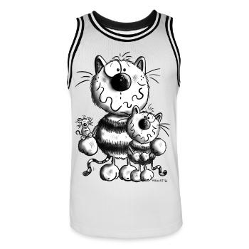 Doux Famille Chat - Maillot de basket Homme - blanc/noir - Devant - AI Model Male 185 dark (185cm)