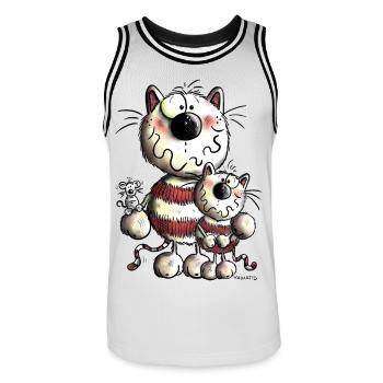 Drôle Chats - Maillot de basket Homme - blanc/noir - Devant - AI Model Male 185 dark (185cm)