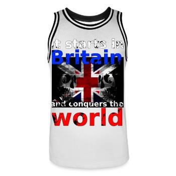 Britain - Men's Basketball Jersey - white/black - Front - AI Model Male 185 dark (185cm)