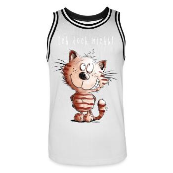 I do not cat I cat motif comic gift - Men's Basketball Jersey - white/black - Front - AI Model Male 185 dark (185cm)
