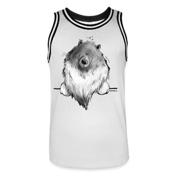 Cadeau drôle de chien de bande dessinée Wolfsspitz I - Maillot de basket Homme - blanc/noir - Devant - AI Model Male 185 dark (185cm)