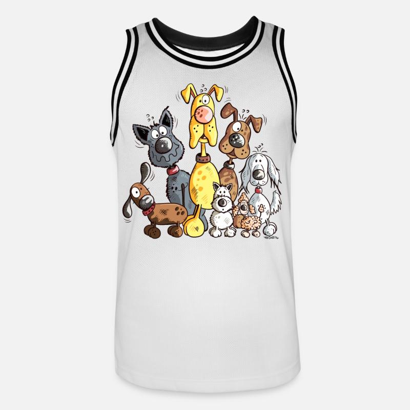 Divertento Cani - Maglia da basket per uomo - bianco/nero