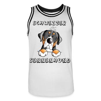 Großer Schweizer Sennenhund - Männer Basketball-Trikot - Weiß/Schwarz - Vorne - AI Model Male 185 dark (185cm)