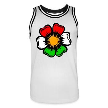 Pop Art Flower Star dans des couleurs fluorescentes - Maillot de basket Homme - blanc/noir - Devant - AI Model Male 185 dark (185cm)