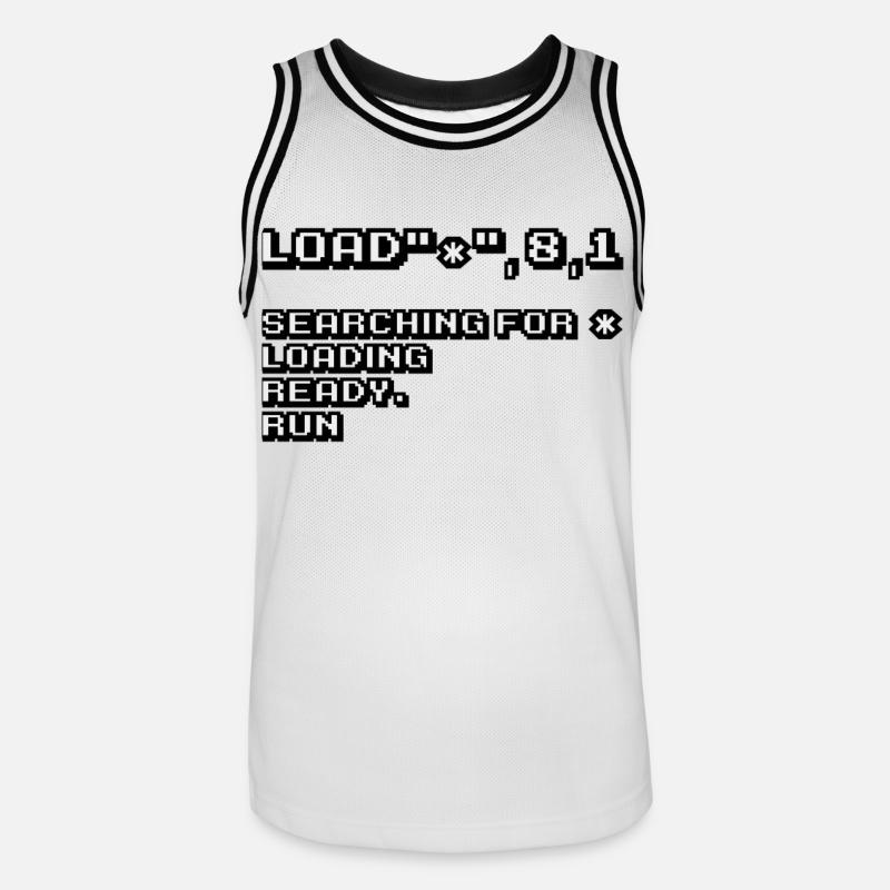 Retro Computing und 8-Bit Nostalgie - Männer Basketball-Trikot - Weiß/Schwarz