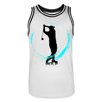 golf - Men's Basketball Jersey - white/black - Front - AI Model Male 185 dark (185cm)
