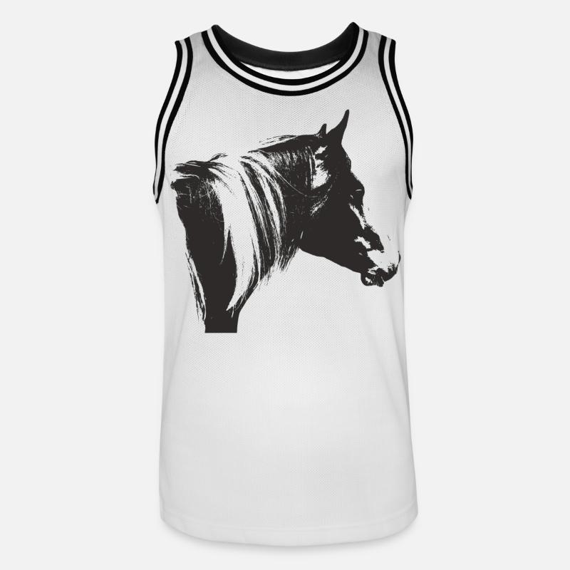 Lewitzer Schecke, Pferd Schecke, Pinto reiten - Männer Basketball-Trikot - Weiß/Schwarz