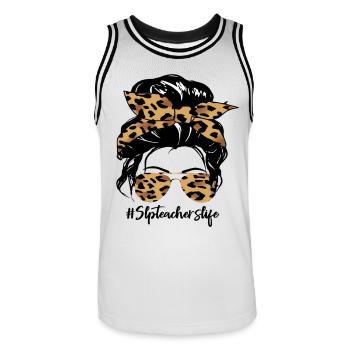 Leopard Bow Hair & Sunglasses - Men's Basketball Jersey - white/black - Front - AI Model Male 185 dark (185cm)