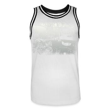 Simson Schwalbe KR51 - Männer Basketball-Trikot - Weiß/Schwarz - Vorne - AI Model Male 185 dark (185cm)