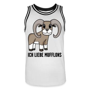 Mufflon Wildschaf - Männer Basketball-Trikot - Weiß/Schwarz - Vorne - AI Model Male 185 dark (185cm)