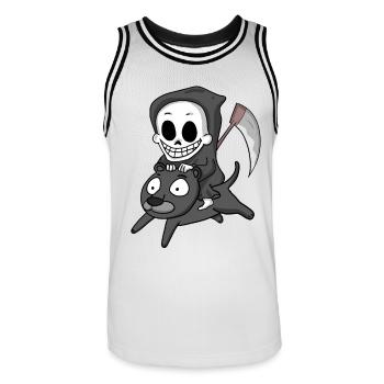 Grim Reaper et Black Panther - Maillot de basket Homme - blanc/noir - Devant - AI Model Male 185 dark (185cm)