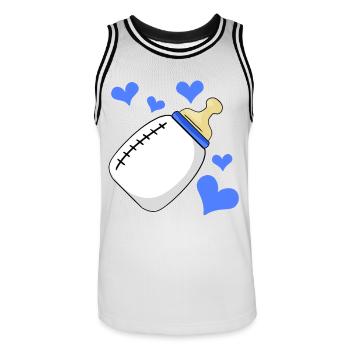 Milchflasche Junge Schwanger Geburt - Männer Basketball-Trikot - Weiß/Schwarz - Vorne - AI Model Male 185 dark (185cm)