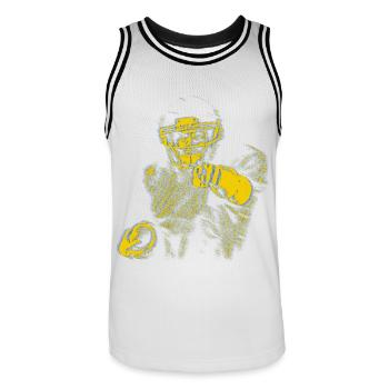 Yellow Blue Football Star Index Finger - Men's Basketball Jersey - white/black - Front - AI Model Male 185 dark (185cm)