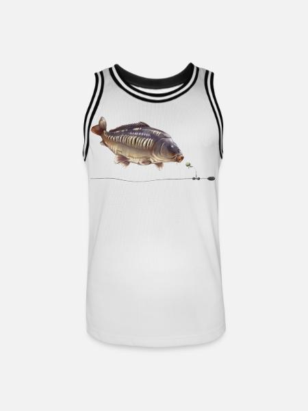 Mirror Carp Chod Rig Fishing Design - Men's Basketball Jersey - white/black
