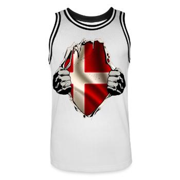 Dänemark unterm Shirt - Männer Basketball-Trikot - Weiß/Schwarz - Vorne - AI Model Male 185 dark (185cm)