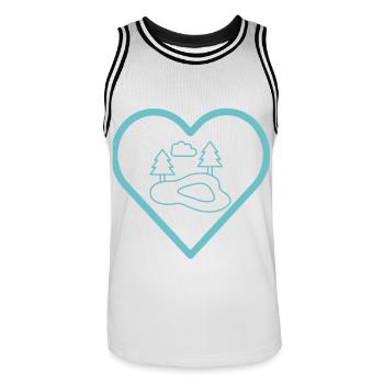 Étang au cœur - Maillot de basket Homme - blanc/noir - Devant - AI Model Male 185 dark (185cm)