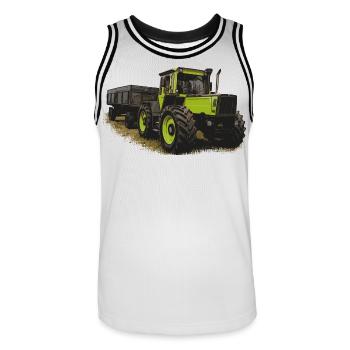 MB trac 1600 turbo with trailer - Men's Basketball Jersey - white/black - Front - AI Model Male 185 dark (185cm)