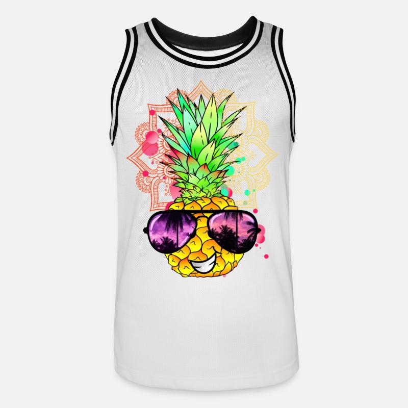 Ananas Mandala - Männer Basketball-Trikot - Weiß/Schwarz