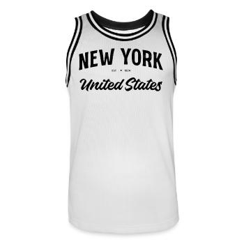 Chemise New York – Design de l’année de fondation américaine - Maillot de basket Homme - blanc/noir - Devant - AI Model Male 185 dark (185cm)