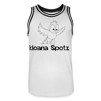 kloana Spotz-kleiner Spatz,Austrian dialect - Men's Basketball Jersey - white/black - Front - AI Model Male 185 dark (185cm)