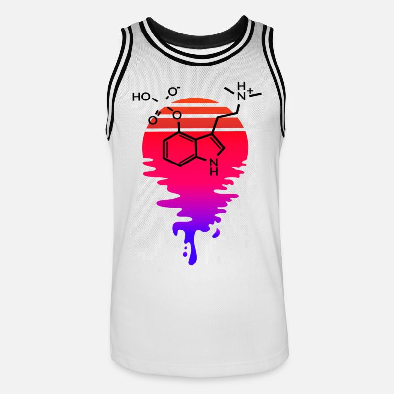 Psilocybin Molekül mit Retro Sunset - Männer Basketball-Trikot - Weiß/Schwarz