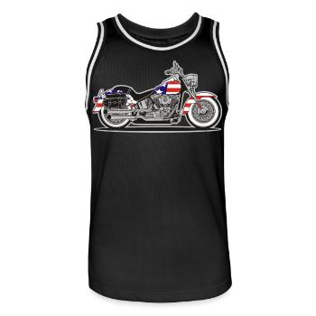 Moto Patriot américaine avec drapeau - Maillot de basket Homme - noir/blanc - Devant - AI Model Male 185 dark (185cm)