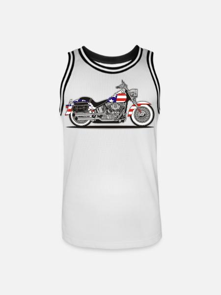 Moto Patriota Americana con Bandera - Camiseta de baloncesto para hombre - blanca/negro