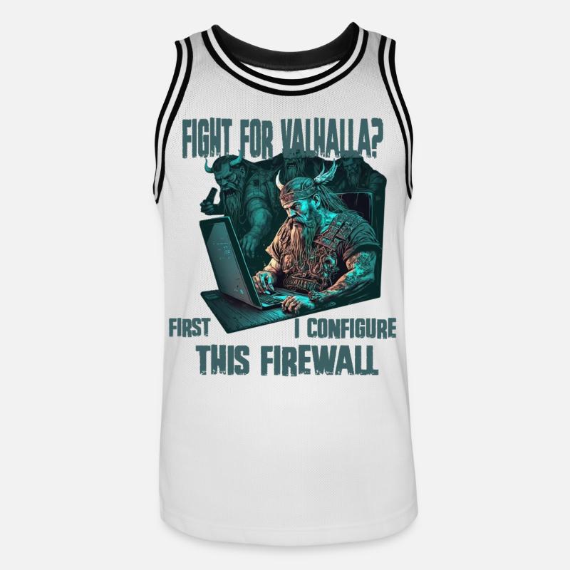 Firewall first Wikinger programmierer - Männer Basketball-Trikot - Weiß/Schwarz