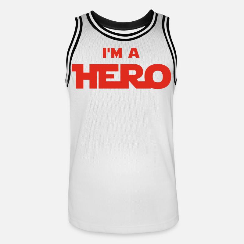 Ich bin ein Held (rot) - Männer Basketball-Trikot - Weiß/Schwarz