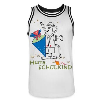 Hurra Schulkind Maus mit Zuckertüte - Männer Basketball-Trikot - Weiß/Schwarz - Vorne - AI Model Male 185 dark (185cm)