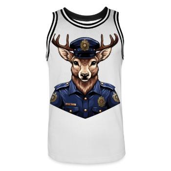 Hirsch Polizei - Männer Basketball-Trikot - Weiß/Schwarz - Vorne - AI Model Male 185 dark (185cm)