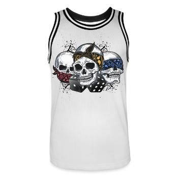 Kopfskelett Trio Würfel Bandana - Männer Basketball-Trikot - Weiß/Schwarz - Vorne - AI Model Male 185 dark (185cm)
