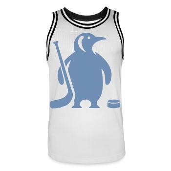 Minimalistische Pinguin Eishockey Silhouette - Männer Basketball-Trikot - Weiß/Schwarz - Vorne - AI Model Male 185 dark (185cm)