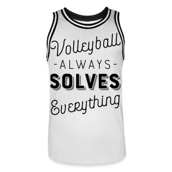 Volleyball - Men's Basketball Jersey - white/black - Front - AI Model Male 185 dark (185cm)