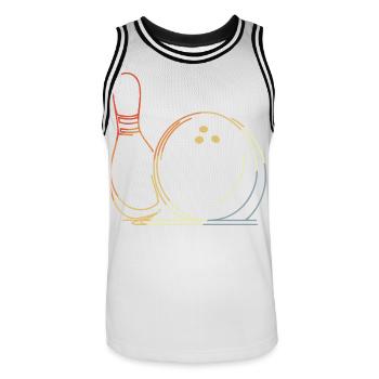 Bowling Ball and Pin Sketch - Men's Basketball Jersey - white/black - Front - AI Model Male 185 dark (185cm)