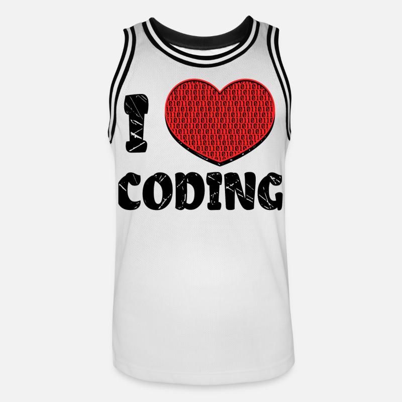 Script de code Debug Heart Statement - Maillot de basket Homme - blanc/noir