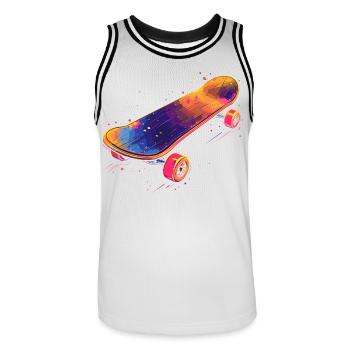 Skateboard Illustration - Männer Basketball-Trikot - Weiß/Schwarz - Vorne - AI Model Male 185 dark (185cm)