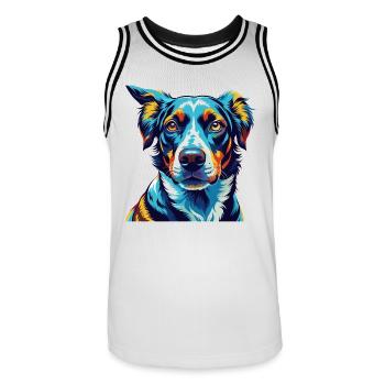 Amerikanischer Leopard Hound Hunderasse Karikatur Kawaii - Männer Basketball-Trikot - Weiß/Schwarz - Vorne - AI Model Male 185 dark (185cm)