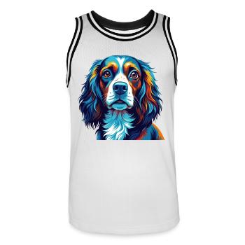 Pont Audemer Epagneul Chien Race Dessin Animé Kawaii - Maillot de basket Homme - blanc/noir - Devant - AI Model Male 185 dark (185cm)