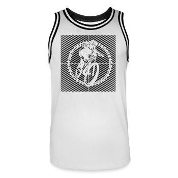 MTB Mountainbiker BMX-BIKE MTB Bike - Men's Basketball Jersey - white/black - Front - AI Model Male 185 dark (185cm)