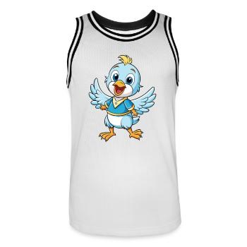 Colombe mignon personnage de dessin animé Kawaii Clipart - Maillot de basket Homme - blanc/noir - Devant - AI Model Male 185 dark (185cm)