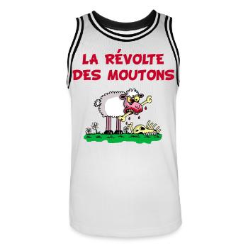 La révolte des moutons - Maillot de basket Homme - blanc/noir - Devant - AI Model Male 185 dark (185cm)