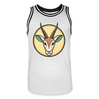 Oryx Kawaii Dessin animé Personnage Animal Animal Visage - Maillot de basket Homme - blanc/noir - Devant - AI Model Male 185 dark (185cm)