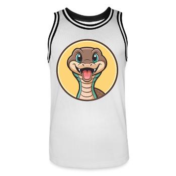 Serpent Kawaii Dessin animé Personnage Animal Animal Visage - Maillot de basket Homme - blanc/noir - Devant - AI Model Male 185 dark (185cm)