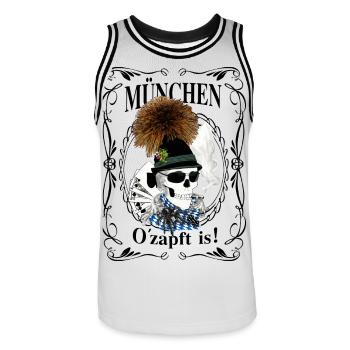 Bierzelt-Skull - Männer Basketball-Trikot - Weiß/Schwarz - Vorne - AI Model Male 185 dark (185cm)
