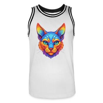 Chat Rex allemand, race de chat, dessin animé, animal de compagnie kawaii - Maillot de basket Homme - blanc/noir - Devant - AI Model Male 185 dark (185cm)