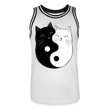 Yin und Yang Katzen Katzenhalter Buddhismus Grafik - Männer Basketball-Trikot - Weiß/Schwarz - Vorne - AI Model Male 185 dark (185cm)